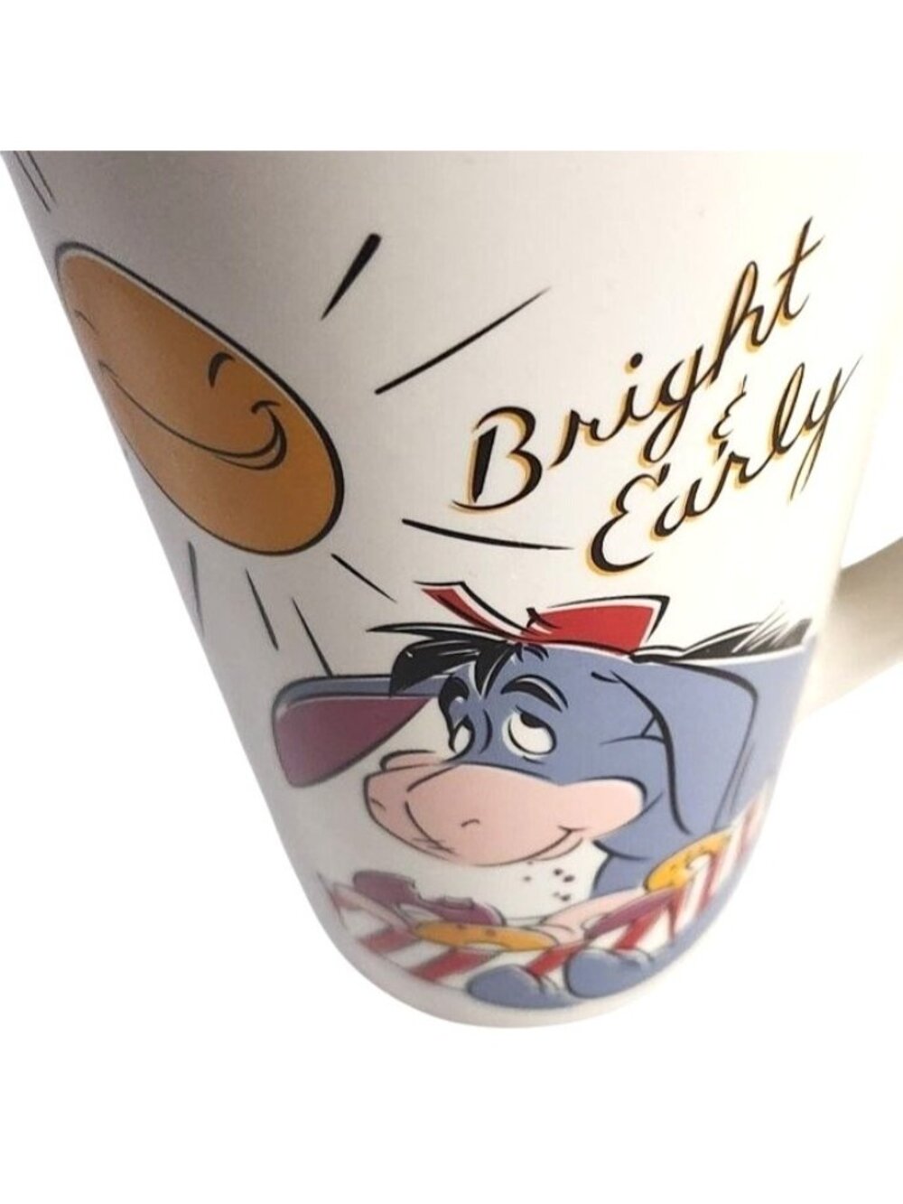 Eeyore Mug Coffee cup Disney "Bright & Early" Winnie the Pooh gift white yellow
